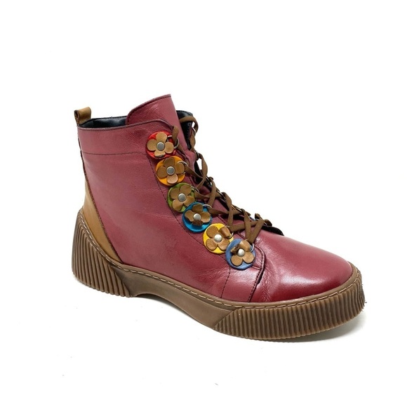SPRING STEP YEBA Leather BOOTS Bordeaux Multi - Picture 1 of 7